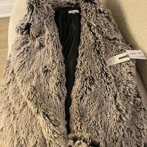 Jolt Gray Teddy Jacket with Fluffy Texture and Shawl Collar